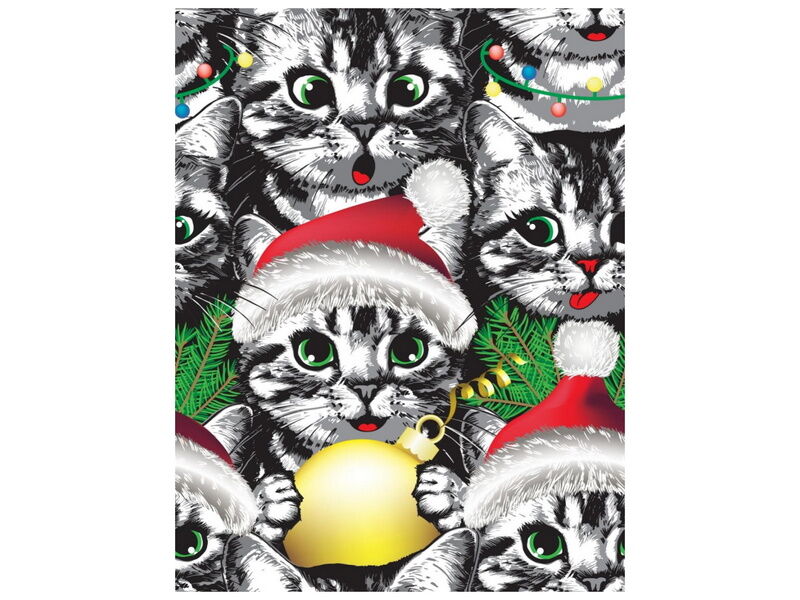 Холст с красками 17x22 см по номерам. НОВОГОДНИЕ КОТЯТА