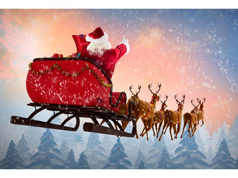 Холст с красками 22х30 см по номерам. САНТА ВЕЗЕТ ПОДАРКИ