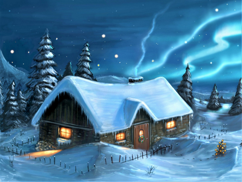 Алмазная мозаика 17x22 см ЗИМНИЙ ДОМИК (с подр., с полн. заполн., класс.)