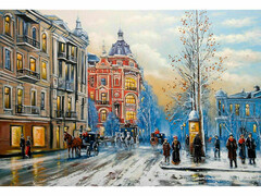 Алмазная мозаика 30х40 см ЗИМНЯЯ УЛИЦА (с подр., с полн. заполн., блест.)