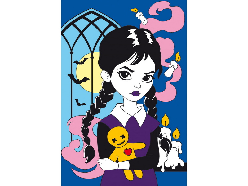 Холст с красками 20х30 см по номерам в пленке. ЗАГАДОЧНАЯ ДЕВОЧКА