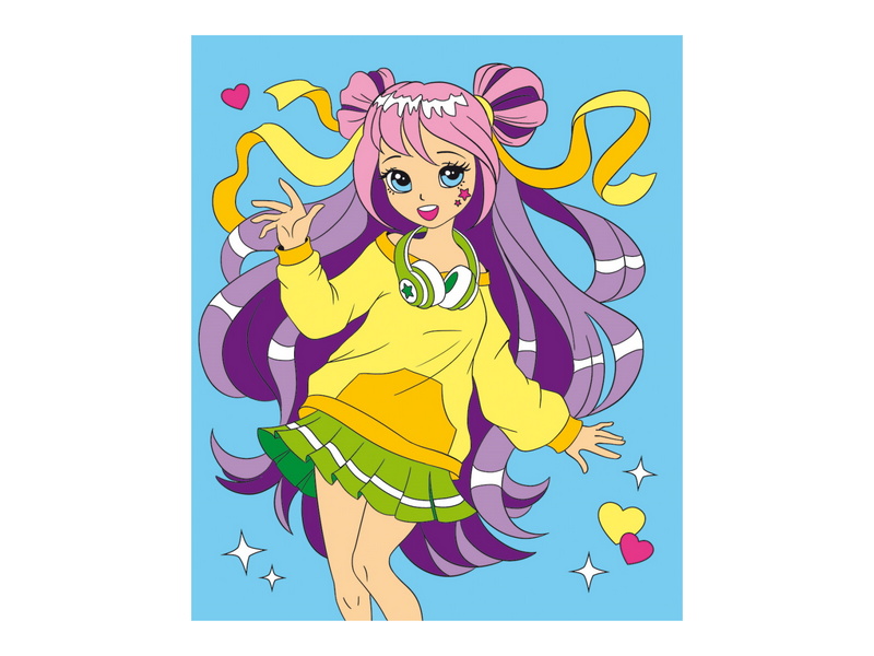 Холст с красками 25х30 см по номерам в пленке. МИЛАЯ ДЕВОЧКА