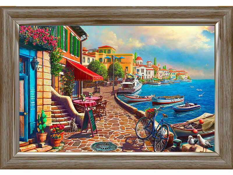 Холст с красками 40х50 см по номерам. ЛЕТНЯЯ НАБЕРЕЖНАЯ