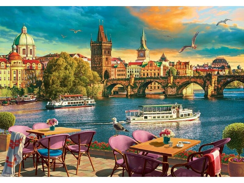 Холст с красками 40х50 см по номерам. НАБЕРЕЖНАЯ НА ЗАКАТЕ