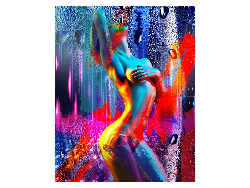 Холст с красками 40х50 см по номерам. ДЕВУШКА В ЯРКИХ КРАСКАХ 18+