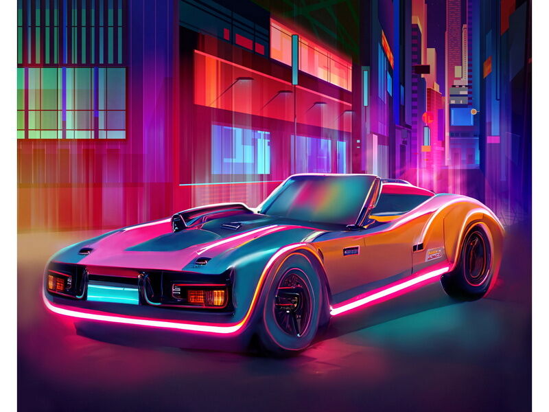 Холст с красками 40х50 см по номерам. АВТОМОБИЛЬ ИЗ БУДУЩЕГО