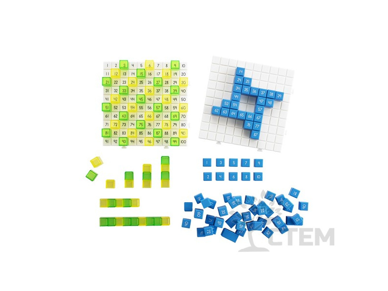 Набор "Учимся считать до 100" (кубики полупрозрачные и кубики с цифрами)