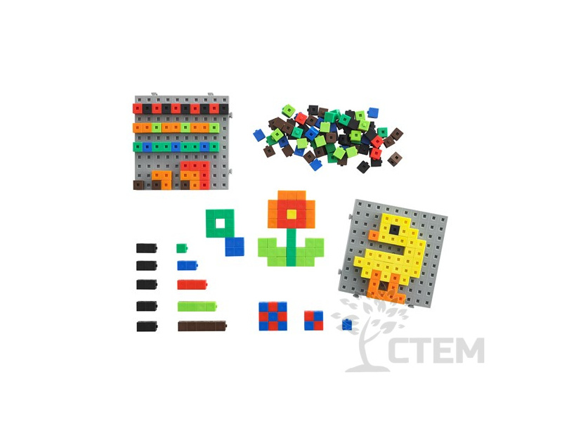 Набор с основанием и карточками (кубики соединяющиеся 1 см 240 шт)