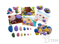 Радужные камешки " Природные цвета" 6 форм, 2 размера, 6 цветов, 72 шт с карточками