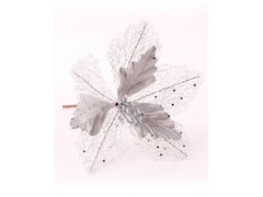 64385 [88821]Елочное украшение ЦВЕТОК серебряная паутина на клипсе 25 см 88821