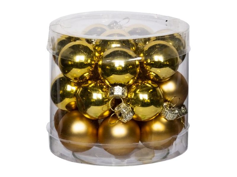 Набор ШАРЫ ЗОЛОТЫЕ ШАРИКИ из стекла 2,5 см (24шт/уп) 90637