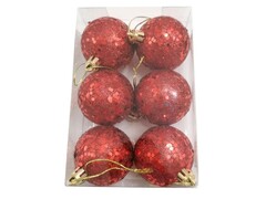 64423 [91064]Набор ШАРЫ КРАСНЫЙ БЛЕСК из полистирола 5 см (6шт/уп) .91064