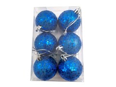 64424 [91065]Набор ШАРЫ СИНИЙ БЛЕСК из полистирола 5 см (6шт/уп) 91065