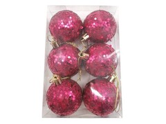 Набор ШАРЫ МАЛИНОВЫЙ БЛЕСК из полистирола 5 см (6шт/уп) 91067