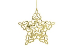 64439 [81963]Подвеска елочная ЗВЕЗДНАЯ СНЕЖИНКА в золоте из полипропилена 11 см 81963