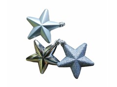 64440 [87284]Набор подвесок ЗВЕЗДЫ СЕРЕБРО из полистирола 5*5 см (3шт/уп) 87284