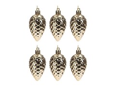 64465 [90787]Набор подвесок ШИШКИ ЗОЛОТЫЕ из полистирола 7 см (6шт/уп) 90787
