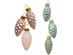 64467 [90734]Набор подвесок ШИШКИ из стекла 6 см (3шт/уп) 90734