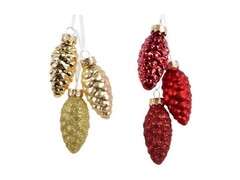 64468 [90735]Набор подвесок ШИШКИ из стекла 6 см (3шт/уп) 90735