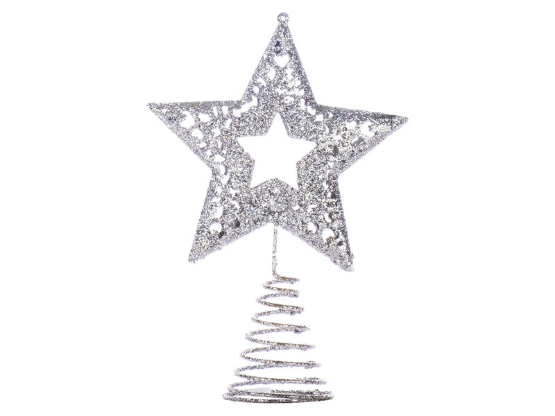 Верхушка на елку ЗВЕЗДОЧКА СЕРЕБРО из металла 16*11 см 91386