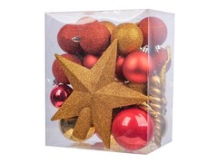 64550 [91369]Набор подвесок с верхушкой АССОРТИ ЗОЛОТОЕ И КРАСНОЕ из полистирола 20,5*13,6*25 см 91369