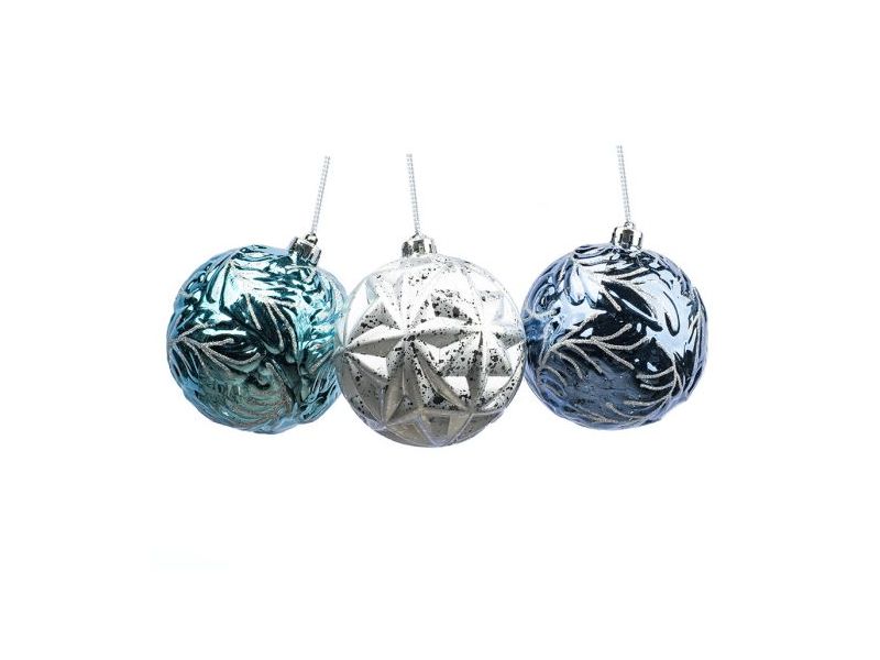 Шар елочный ЗИМНИЙ УЗОР из полистирола 10 см 91355