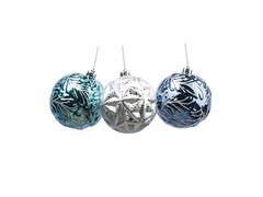 64561 [91355]Шар елочный ЗИМНИЙ УЗОР из полистирола 10 см 91355