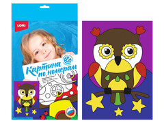 Картина на картоне с красками 20х28,5 см по номерам. ЯРКИЙ ФИЛИН