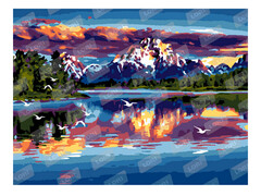 Картина на картоне с красками 20х28,5 см по номерам. ОТРАЖЕНИЕ