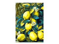 Картина на картоне с красками 20х28,5 см по номерам. ЛИМОНЫ