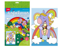 Картина на картоне с красками 20х28,5 см по номерам. РАДУЖНЫЙ ЕДИНОРОЖКА