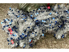 65347 [9195-48A]Мишура серебряная с синими кружочками 2 м (10шт/уп) 9195-48A