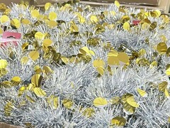 65348 [9195-47A]Мишура серебряная с желтыми кружочками 2 м (10шт/уп) 9195-47A