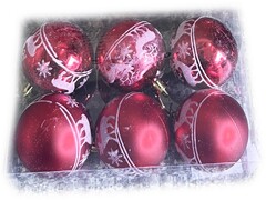 65360 [XD-162]Набор шаров красных с рисунком из полистирола 5,5 см (6шт/уп) XD-162