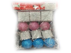 65369 [XD-235]Набор елочных украшений (12шт/уп) 15*12*3 см в пак. XD-235