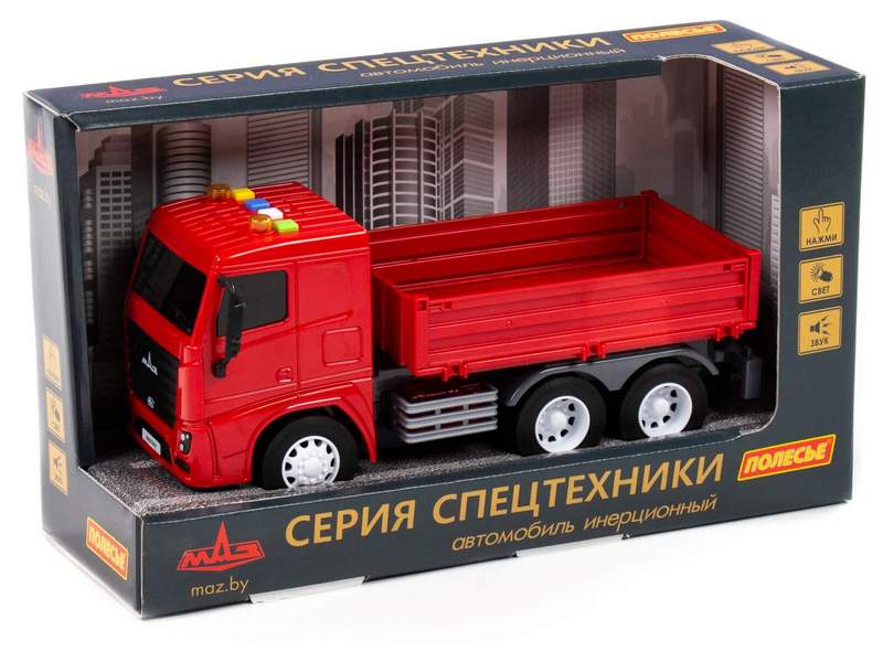 Автомобиль бортовой инерц. «МАЗ» (свет, звук) в коробке