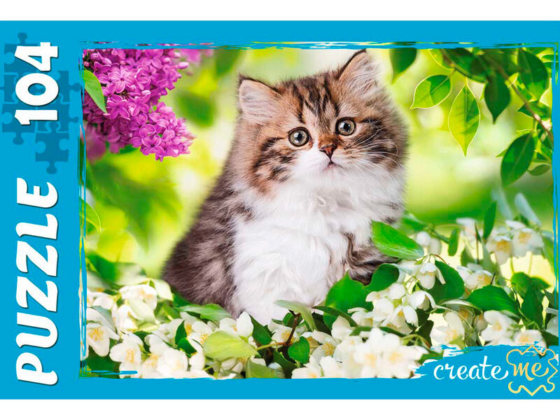Купить оптом ПАЗЛЫ 104 элемента. КОТЕНОК В ЦВЕТАХ № 4 в Луганске