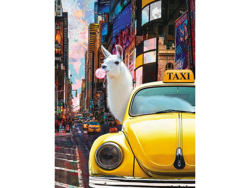 Холст с красками 30х40 см по номерам. ЛАМА НА ТАКСИ