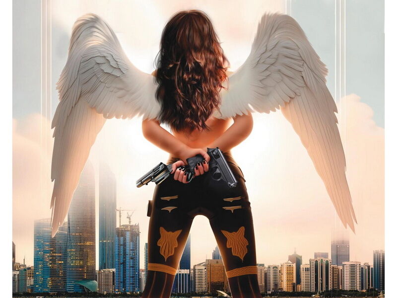 Холст с красками 40х50 см по номерам. АНГЕЛ И ГОРОД