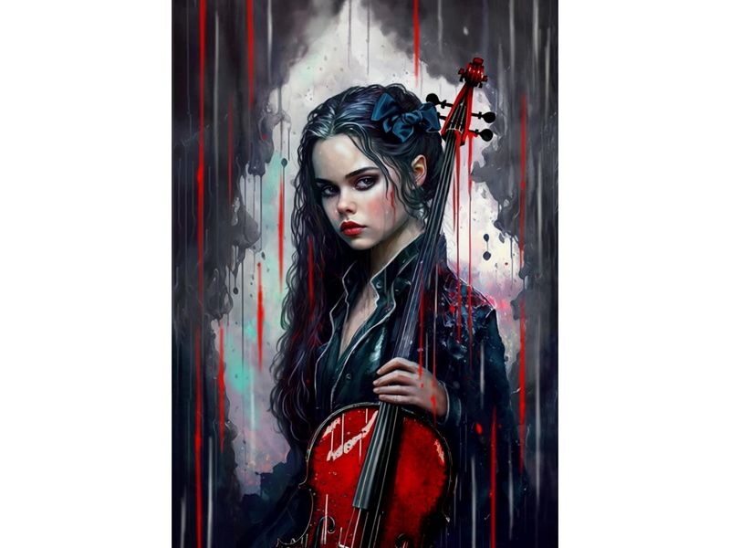 Холст с красками 40х50 см по номерам. ДЕВУШКА СО СКРИПКОЙ