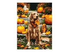 Картина на картоне с красками 40х50 см по номерам. СОБАКА