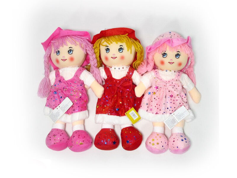 Купить оптом Кукла мягкая с косами платье звезды блеск 646-16-3-35 в Луганске