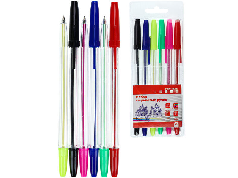 Купить оптом Набор ручек шариковых 6 цв. 6 шт НР-4736 в Луганске
