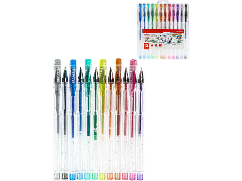 Набор ручек гелевых с блестками «GLIITER» 12 шт,12 цв. РГ-6652