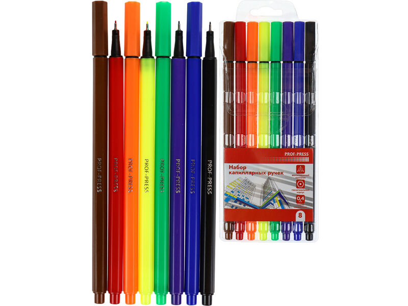 Набор ручек капиллярных 0,4 мм 8 цв. НР-4742