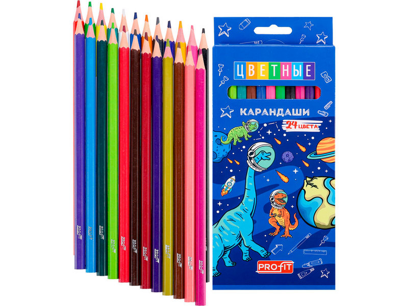 Карандаши цветные 24цв. «DINOSPACE" КЦ-2533