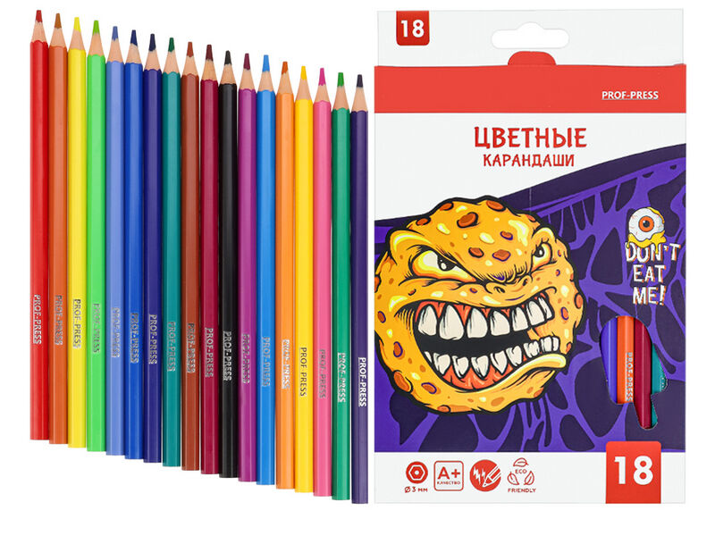 Карандаши цветные 18цв. «ЗОМБИ ЕДА" КЦ-2550