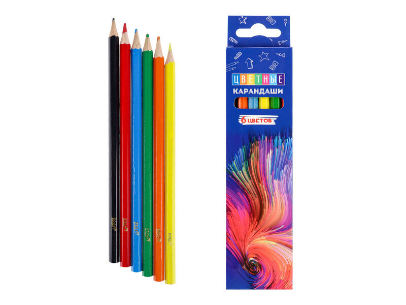 Карандаши цветные 6цв. «СВЕТОВЫЕ УЗОРЫ" КЦ-2535