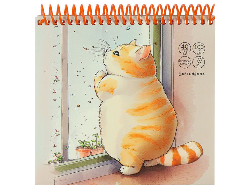 Скетчбук А6 40л «КОТ У ОКНА» (спираль, офсет)