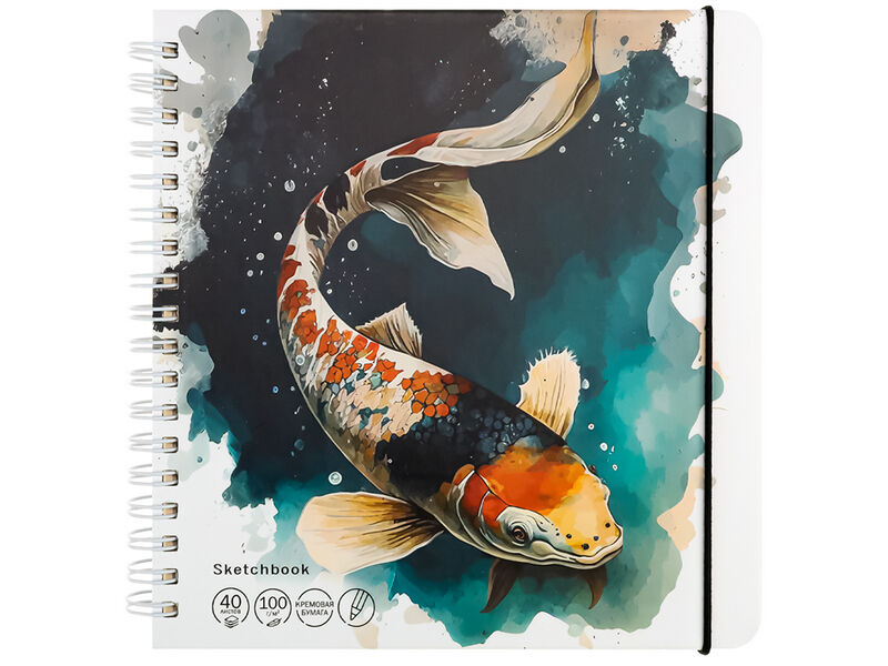 Скетчбук 165х165мм 40л «ЖИТЕЛЬ ПОДВОДНОГО МИРА» (7БЦ, гребень, мат. лам.)